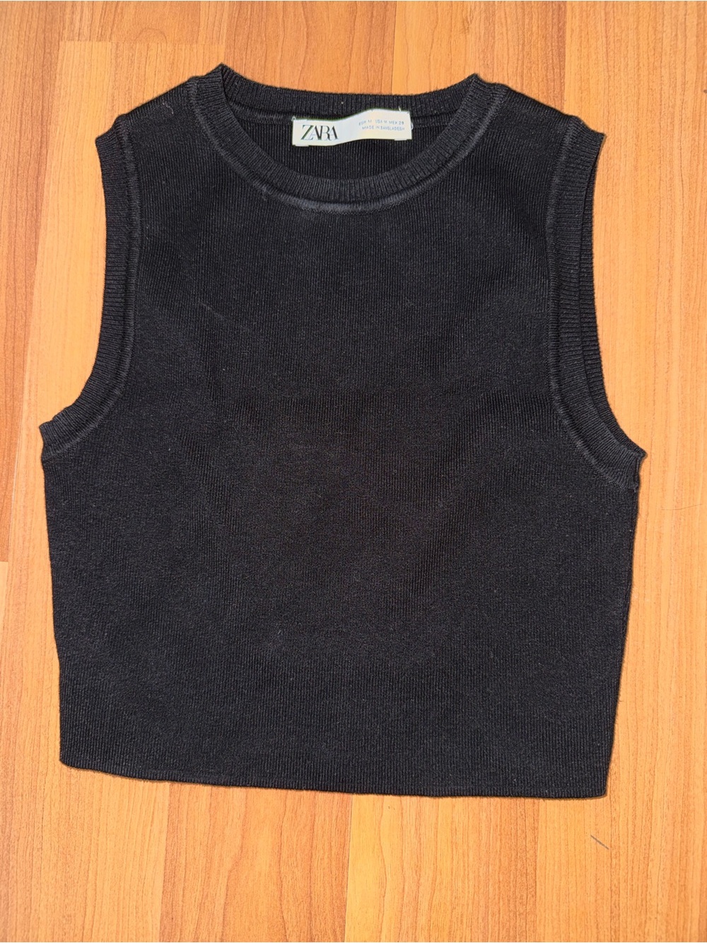 ZARA Black Cropped Knit Tank